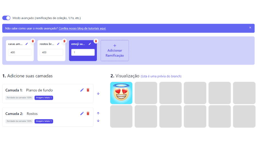 Como usar o modo avançado