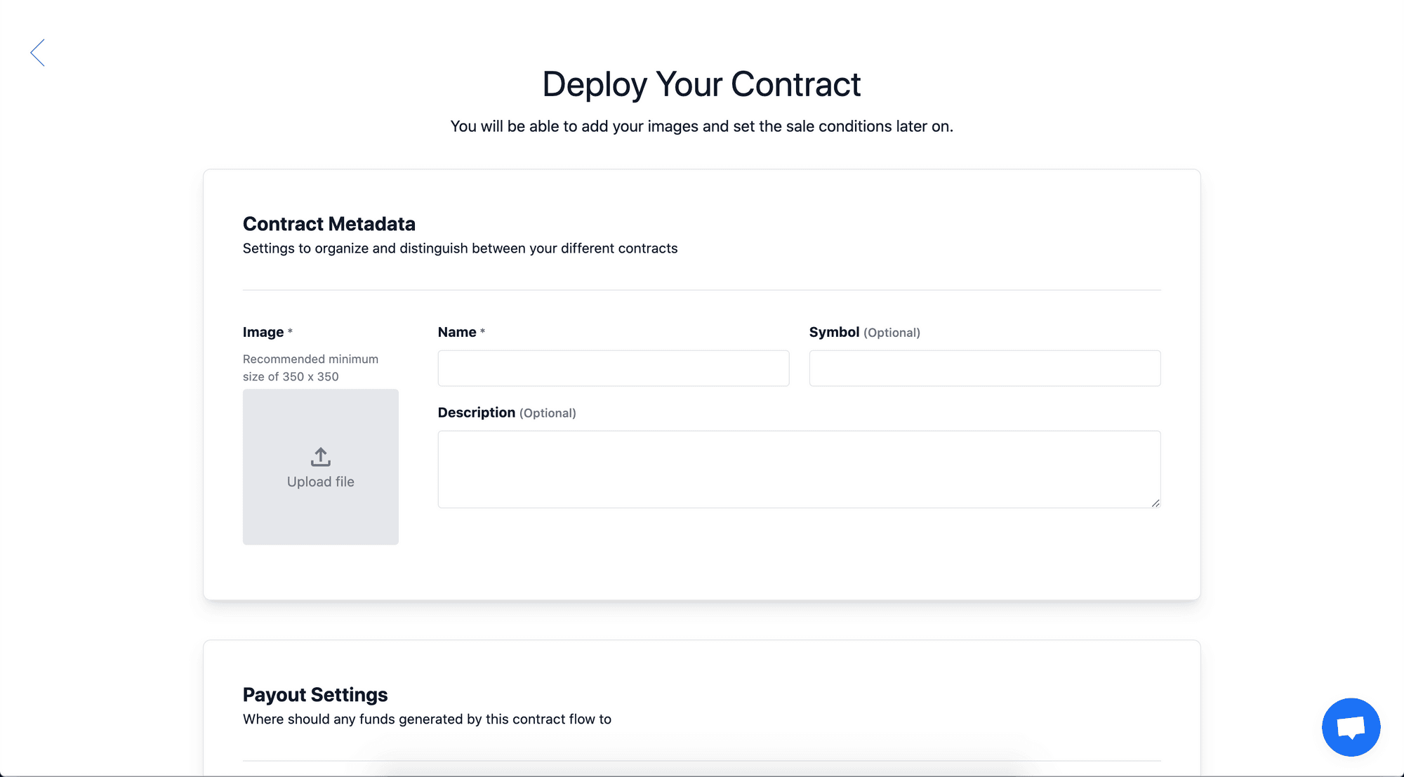 Deploy a contract screen